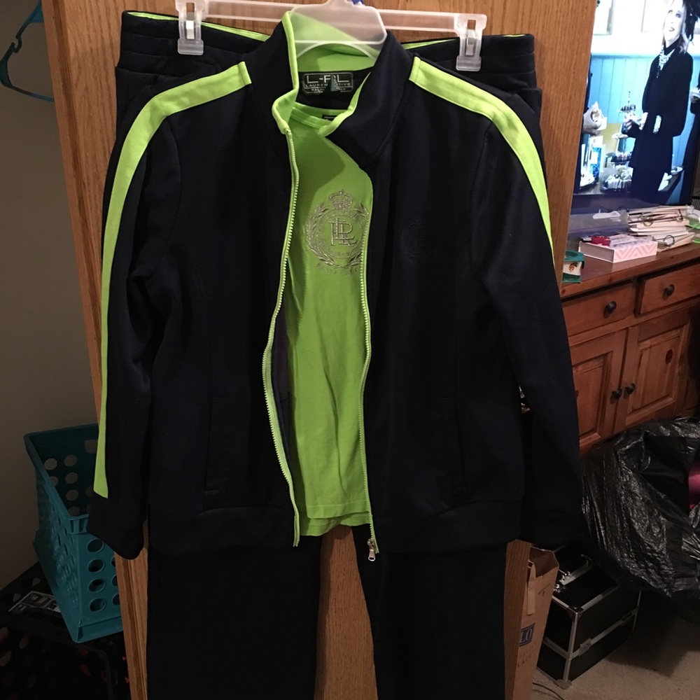 RL Active Navy Blue and Lime Green Track Suit